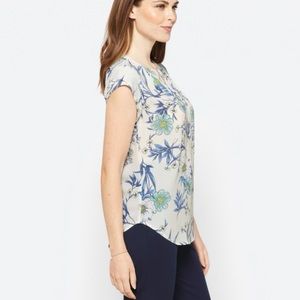 41 Hawthorn Morey Split Neck Short Sleeve Blouse, floral print, sz L. Never worn